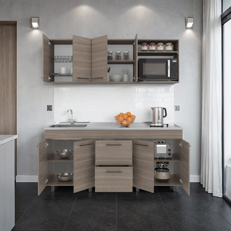 Cocina Barajas Bardolino 180x60cm con Mesón de Acero Inoxidable para Lado Izquierdo y sin Estufa - COCINAS | Bylmo