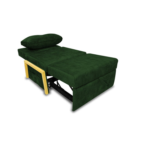 Silla Poltrona Reclinable Dorian Verde 100x75cm de Un Puesto con Bolsillos y Reposapiés - SOFAS Y POLTRONAS | Bylmo