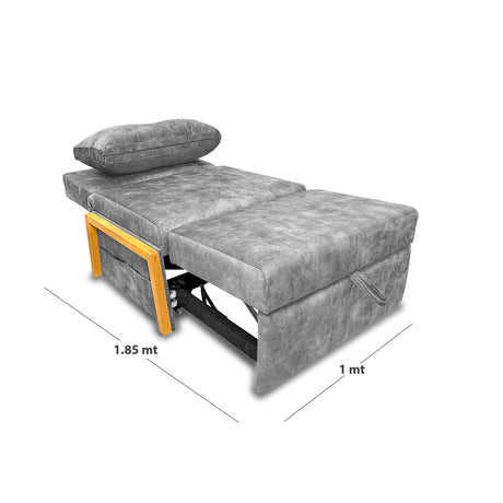 Silla Poltrona Reclinable Dorian Gris 100x75cm de Un Puesto con Bolsillos y Reposapiés - SOFAS Y POLTRONAS | Bylmo