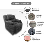 Silla Poltrona Reclinable Eléctrica Reclinomatic Gris 90x102cm con Reposapiés - SOFAS Y POLTRONAS | Bylmo