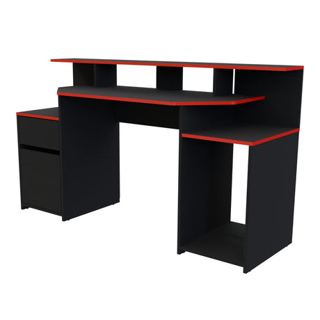 Escritorio Gamer Nick Wengue y Roma 150x88cm con Iluminación LED y Un Cajón - ESCRITORIOS | Bylmo