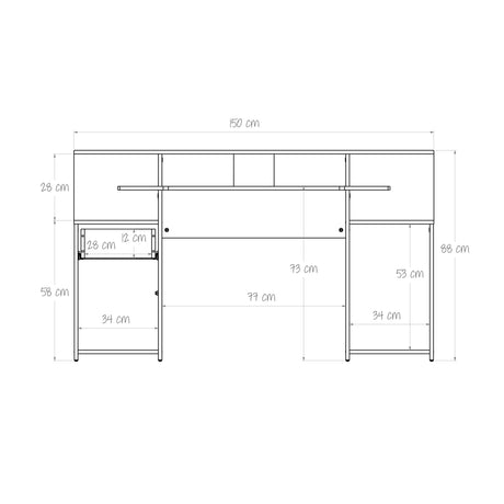 Escritorio Gamer Nick Wengue y Roma 150x88cm con Iluminación LED y Un Cajón - ESCRITORIOS | Bylmo