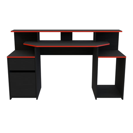 Escritorio Gamer Nick Wengue y Roma 150x88cm con Iluminación LED y Un Cajón - ESCRITORIOS | Bylmo
