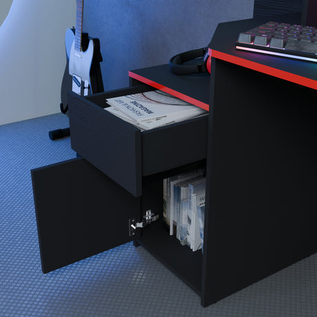 Escritorio Gamer Nick Wengue y Roma 150x88cm con Iluminación LED y Un Cajón - ESCRITORIOS | Bylmo