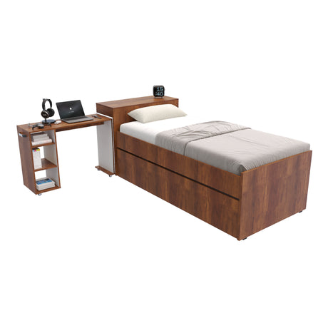 Cama Nido Lia Caramelo 96x83cm con Escritorio para Cama Sencilla y sin Colchones - CAMAS | Bylmo