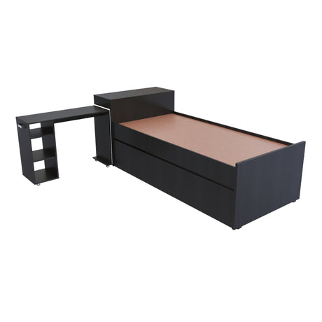 Cama Nido Lia Wengue 96x83cm con Escritorio para Cama Sencilla y sin Colchones - CAMAS | Bylmo