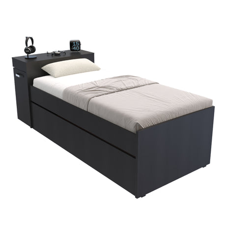 Cama Nido Lia Wengue 96x83cm con Escritorio para Cama Sencilla y sin Colchones - CAMAS | Bylmo