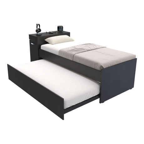 Cama Nido Lia Wengue 96x83cm con Escritorio para Cama Sencilla y sin Colchones - CAMAS | Bylmo