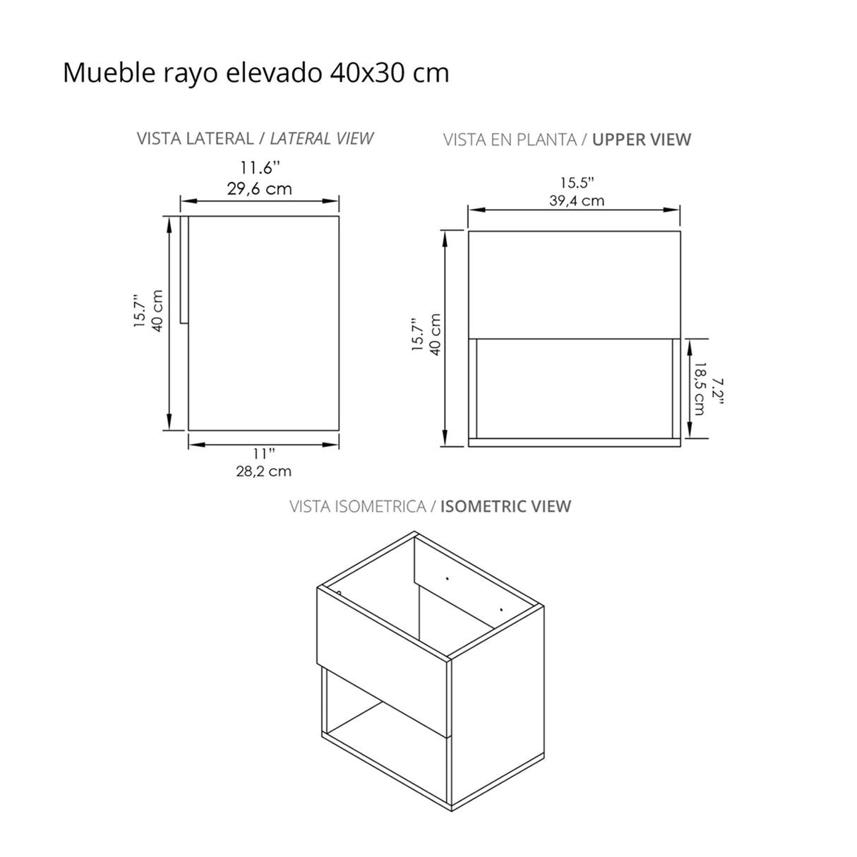 Mueble para Lavamanos Flotante Essential Blanco 40x40cm con Lavamanos Eco - MUEBLES PARA LAVAMANOS | Bylmo