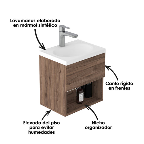 Mueble para Lavamanos Flotante Essential Gracia 40x40cm con Lavamanos Eco - MUEBLES PARA LAVAMANOS | Bylmo