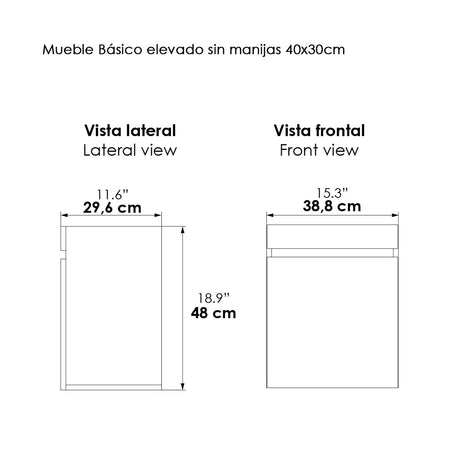 Mueble para Lavamanos Flotante Essential Austral 40x48cm con Lavamanos Eco y con Un Cajón - MUEBLES PARA LAVAMANOS | Bylmo