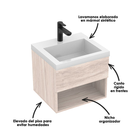 Mueble para Lavamanos Flotante Essential Soder 48x40cm con Lavamanos Oslo - MUEBLES PARA LAVAMANOS | Bylmo