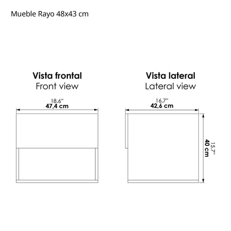 Mueble para Lavamanos Flotante Essential Soder 48x40cm con Lavamanos Oslo - MUEBLES PARA LAVAMANOS | Bylmo
