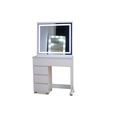 Tocador con Espejo Jazmin Blanco 90x165cm con Cuatro Cajones - TOCADORES | Bylmo