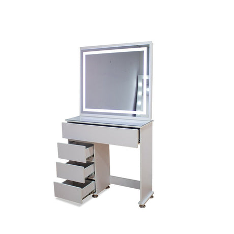 Tocador con Espejo Jazmin Blanco 90x165cm con Cuatro Cajones - TOCADORES | Bylmo