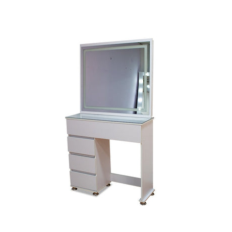 Tocador con Espejo Jazmin Blanco 90x165cm con Cuatro Cajones - TOCADORES | Bylmo