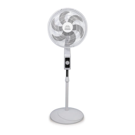 Ventilador de Piso MaxiFlow Elite Blanco y Gris 48.5x140cm de Tres Velocidades con Oscilación - VENTILADORES | Bylmo