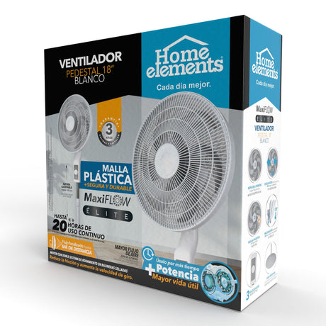 Ventilador de Piso MaxiFlow Elite Blanco y Gris 48.5x140cm de Tres Velocidades con Oscilación - VENTILADORES | Bylmo