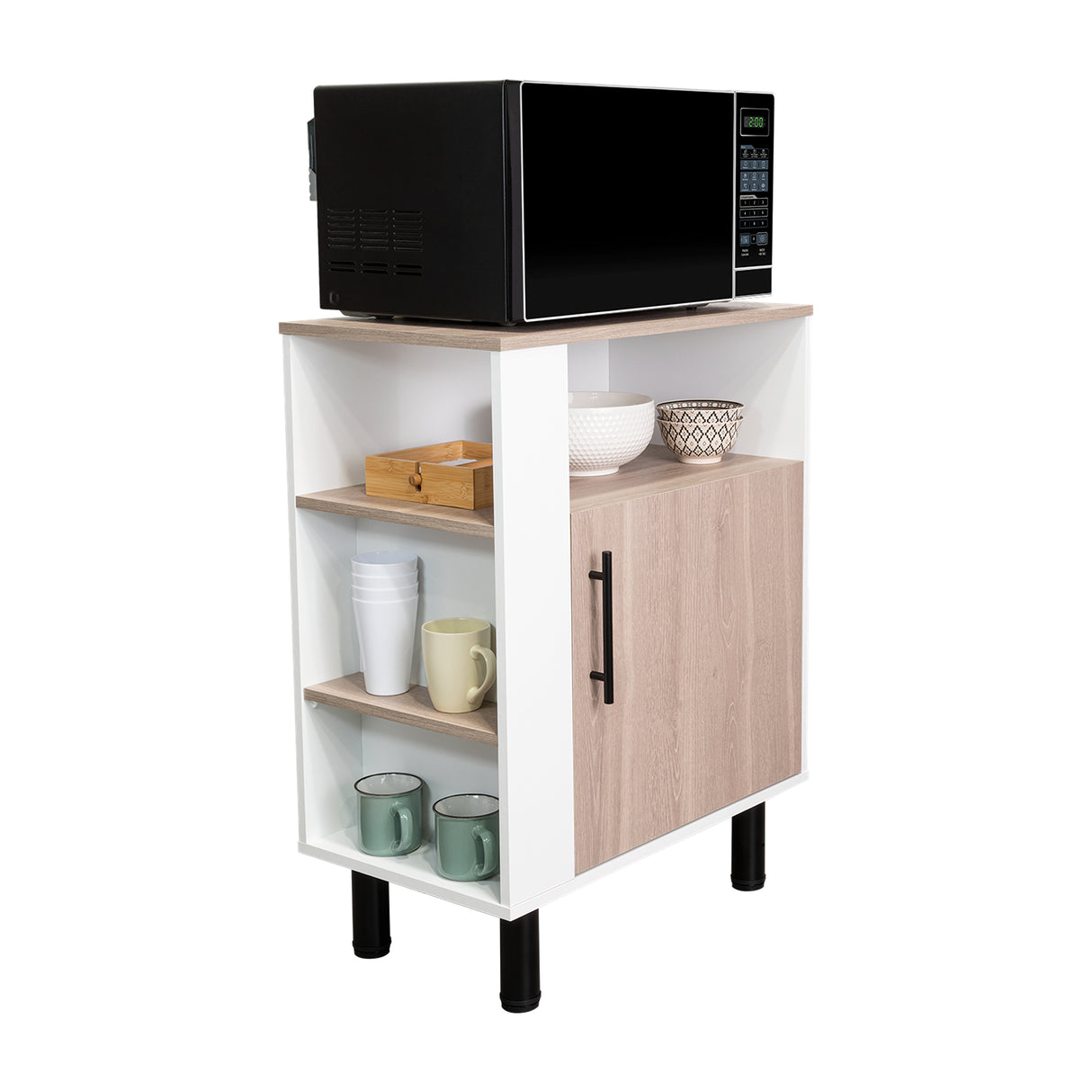 Mueble Microondas Blink Bardolino y Blanco 65.2x85cm con Una Puerta y con Patas - ALACENAS Y MUEBLES MICROONDAS | Bylmo