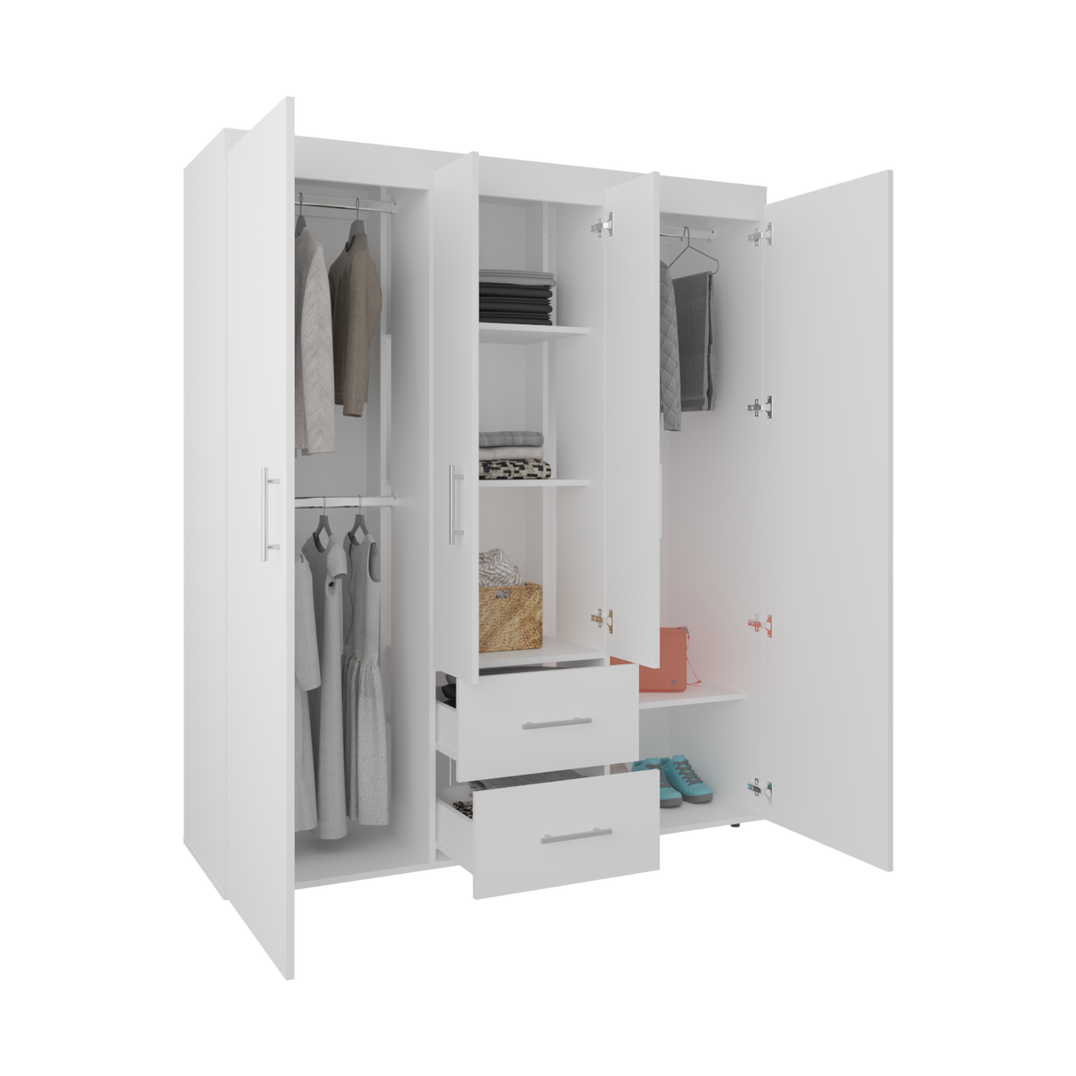 Closet Bariloche Blanco 177.9x50.4cm con Dos Cajones Tres Entrepaños y con Diez Compartimiento - CLOSETS | Bylmo