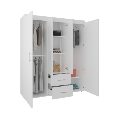 Closet Bariloche Blanco 177.9x50.4cm con Dos Cajones Tres Entrepaños y con Diez Compartimiento - CLOSETS | Bylmo