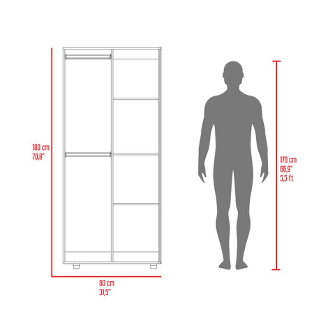 Closet Tera Blanco 180x48cm con Tres Entrepaños y con Seis Compartimiento - CLOSETS | Bylmo