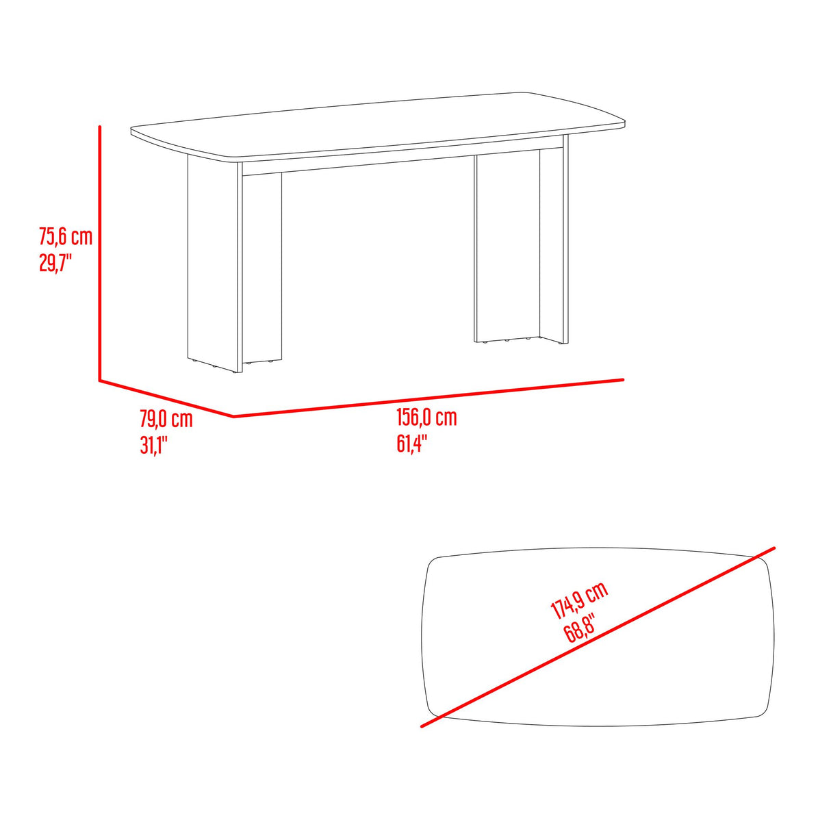 Comedor Rectangular Bankok Fresno Europeo 156x75.6cm Para Cuatro Puestos sin Sillas - COMEDORES | Bylmo