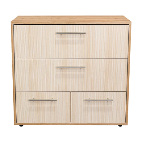 Cajonera Sevilla Fresno Europeo y Blanco 80x75cm De Tres Hileras con Cuatro Cajones - CAJONERAS Y COMODAS | Bylmo