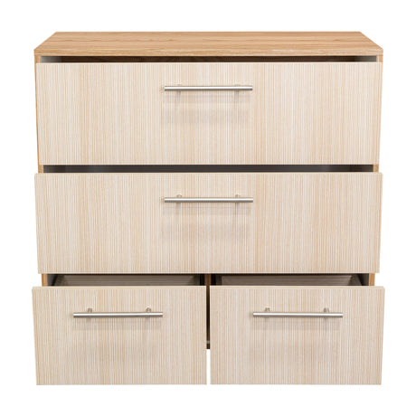 Cajonera Sevilla Fresno Europeo y Blanco 80x75cm De Tres Hileras con Cuatro Cajones - CAJONERAS Y COMODAS | Bylmo