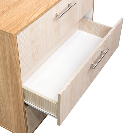 Cajonera Sevilla Fresno Europeo y Blanco 80x75cm De Tres Hileras con Cuatro Cajones - CAJONERAS Y COMODAS | Bylmo