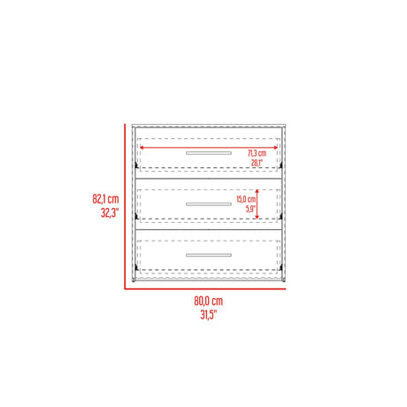 Cajonera Bigaf Milan y Wengue 80x82.1cm De Tres Hileras con Tres Cajones - CAJONERAS Y COMODAS | Bylmo