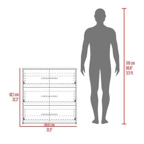 Cajonera Bigaf Milan y Wengue 80x82.1cm De Tres Hileras con Tres Cajones - CAJONERAS Y COMODAS | Bylmo