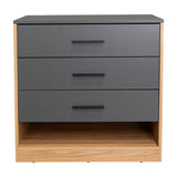 Cajonera Girona Plomo y Fresno Europeo 70x70cm De Cuatro Hileras con Tres Cajones - CAJONERAS Y COMODAS | Bylmo