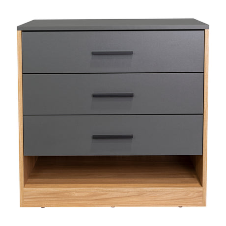 Cajonera Girona Plomo y Fresno Europeo 70x70cm De Cuatro Hileras con Tres Cajones - CAJONERAS Y COMODAS | Bylmo