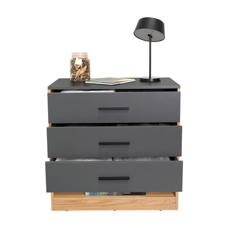 Cajonera Girona Plomo y Fresno Europeo 70x70cm De Cuatro Hileras con Tres Cajones - CAJONERAS Y COMODAS | Bylmo