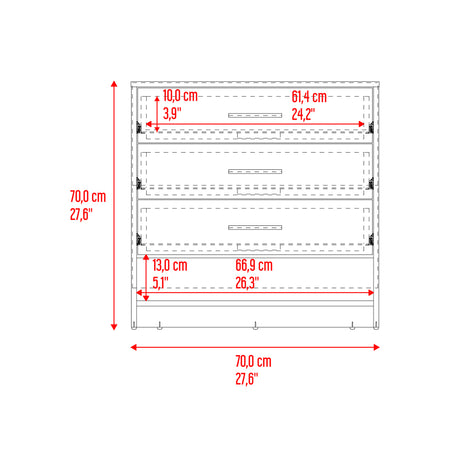 Cajonera Girona Plomo y Fresno Europeo 70x70cm De Cuatro Hileras con Tres Cajones - CAJONERAS Y COMODAS | Bylmo