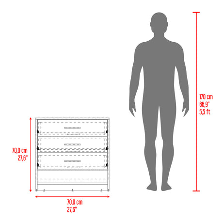 Cajonera Girona Plomo y Fresno Europeo 70x70cm De Cuatro Hileras con Tres Cajones - CAJONERAS Y COMODAS | Bylmo