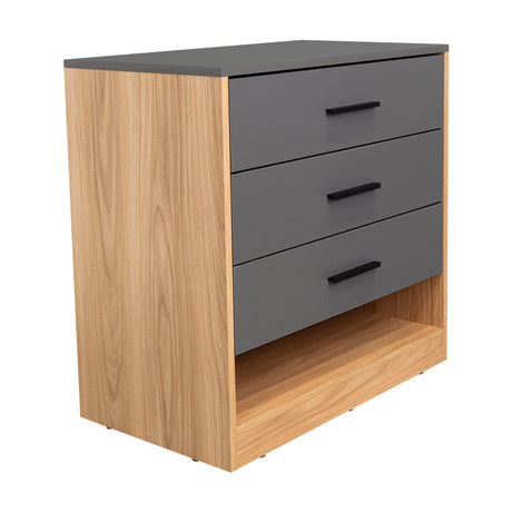 Cajonera Girona Plomo y Fresno Europeo 70x70cm De Cuatro Hileras con Tres Cajones - CAJONERAS Y COMODAS | Bylmo