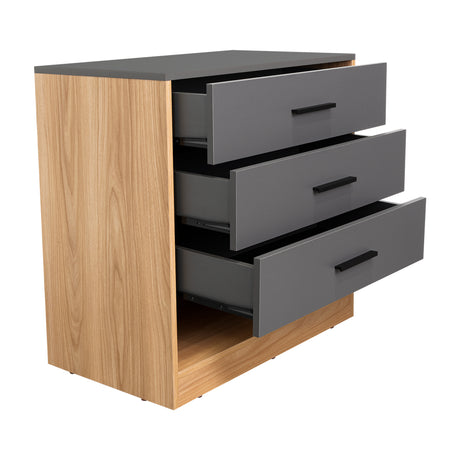 Cajonera Girona Plomo y Fresno Europeo 70x70cm De Cuatro Hileras con Tres Cajones - CAJONERAS Y COMODAS | Bylmo