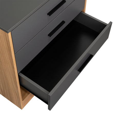 Cajonera Girona Plomo y Fresno Europeo 70x70cm De Cuatro Hileras con Tres Cajones - CAJONERAS Y COMODAS | Bylmo