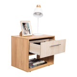 Mesa de Noche Sevilla Fresno Europeo 45.9x37.3cm con Dos Compartimientos - MESAS DE NOCHE | Bylmo