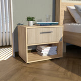 Mesa de Noche Sevilla Fresno Europeo 45.9x37.3cm con Dos Compartimientos - MESAS DE NOCHE | Bylmo