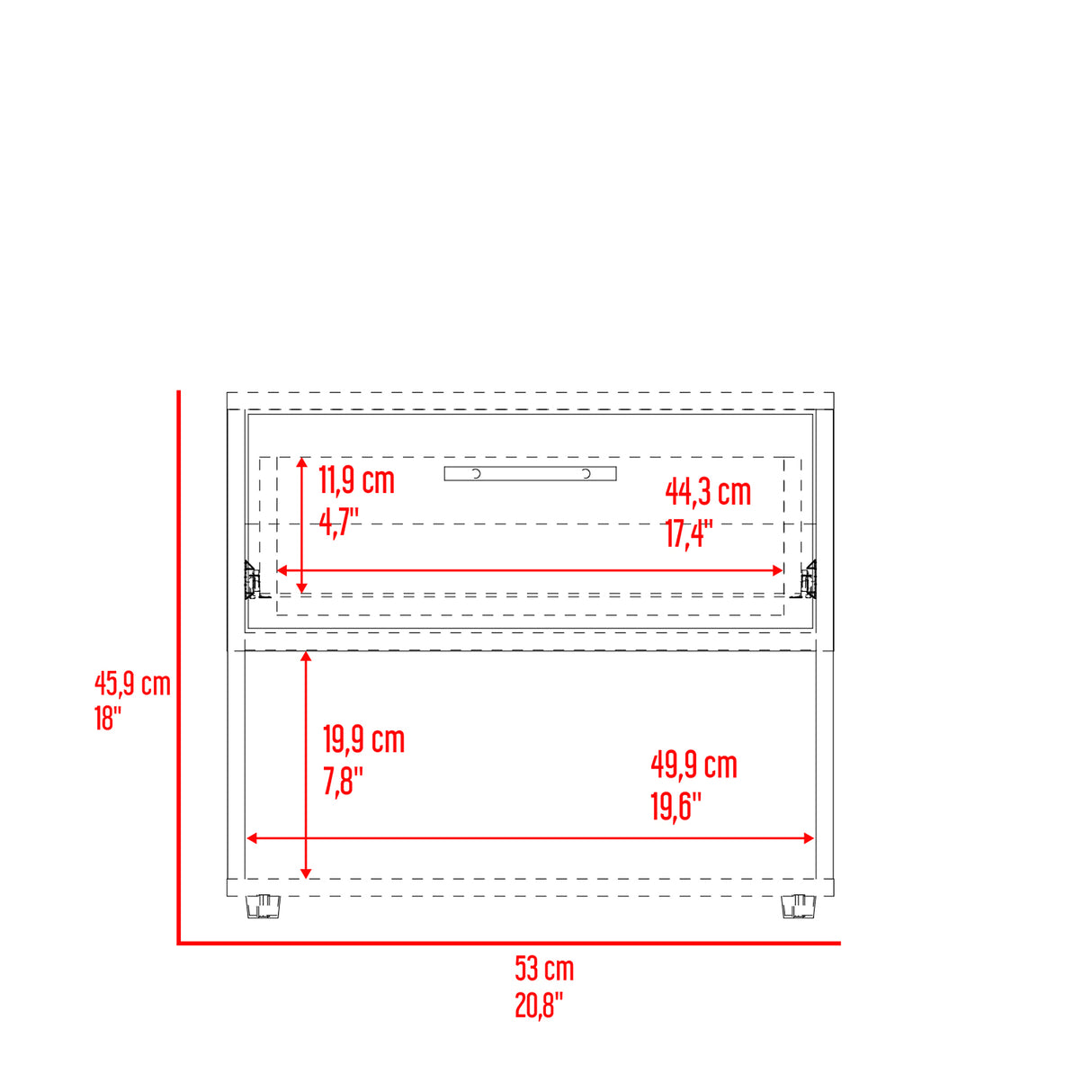 Mesa de Noche Sevilla Fresno Europeo 45.9x37.3cm con Dos Compartimientos - MESAS DE NOCHE | Bylmo