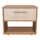 Mesa de Noche Sevilla Fresno Europeo 45.9x37.3cm con Dos Compartimientos - MESAS DE NOCHE | Bylmo