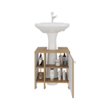 Mueble para Lavamanos Basic Fresno Europeo y Blanco 47x50.5cm con Patas y Una Puerta - MUEBLES PARA LAVAMANOS | Bylmo