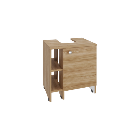 Mueble para Lavamanos Basic Fresno Europeo y Blanco 47x50.5cm con Patas y Una Puerta - MUEBLES PARA LAVAMANOS | Bylmo