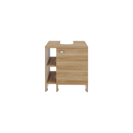 Mueble para Lavamanos Basic Fresno Europeo y Blanco 47x50.5cm con Patas y Una Puerta - MUEBLES PARA LAVAMANOS | Bylmo
