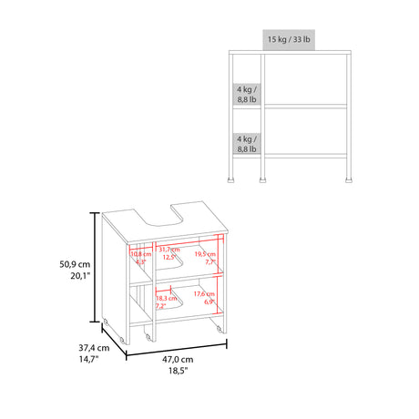 Mueble para Lavamanos Basic Fresno Europeo y Blanco 47x50.5cm con Patas y Una Puerta - MUEBLES PARA LAVAMANOS | Bylmo