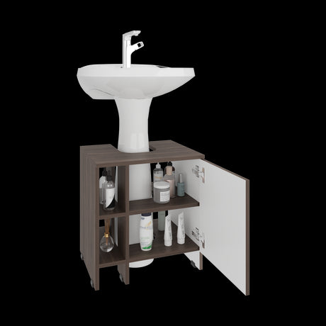 Mueble para Lavamanos Basic Milan y Blanco 47x50.5cm con Patas y Una Puerta - MUEBLES PARA LAVAMANOS | Bylmo