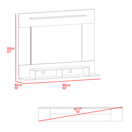 Panel de TV Montana Milan y Tivoli 141x30cm Para TV Hasta 75 Pulgadas Flotante - MUEBLES DE TV | Bylmo
